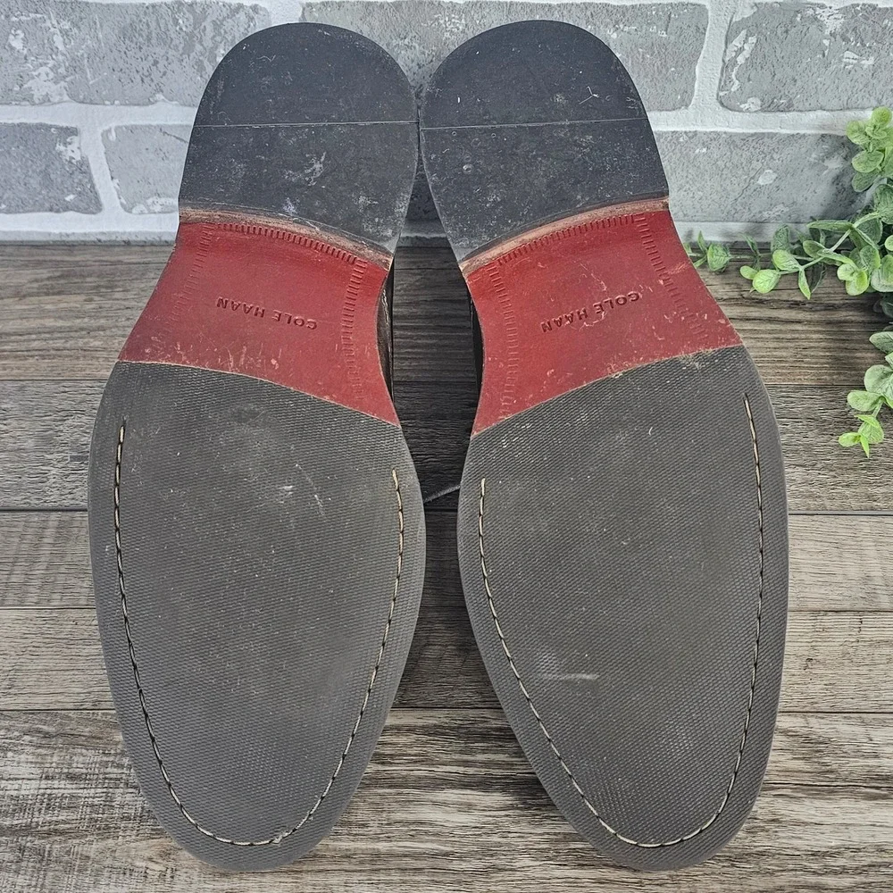Cole‎ Haan Mens 12M Brown Leather Chukka Boots Suede Collar Lace Up C20293